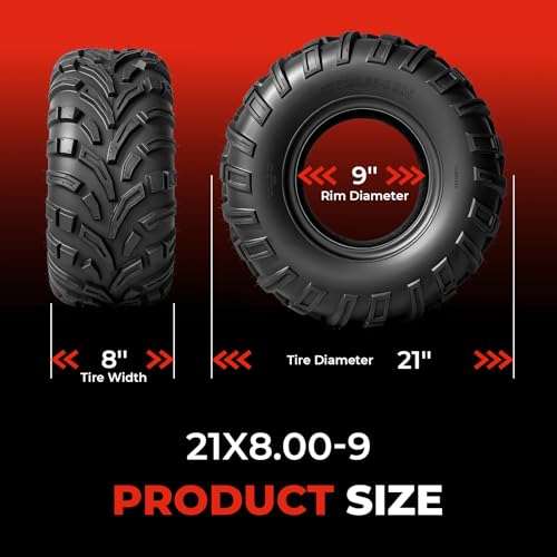 ATV UTV Tires 21x8-9,6-Ply Tubeless Tires,Directional,Set of 2 - size: 21x8-9