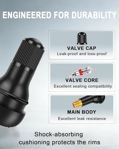 Riseuvo TR412 Tubeless Rubber Snap-in Tire Short Valve Stems, 5Pcs