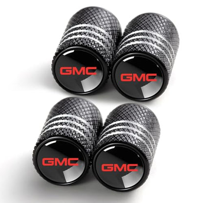 Tire Valve Stem Caps for GMC Metal Car Wheel Air caps Auto Valve Stem Caps Accessories 4 Pack Black - color: Black-6