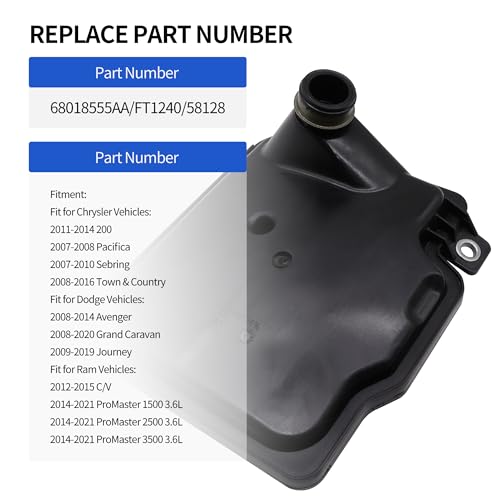62TE Automatic Transmission Fluid Filter with Gasket Kit 68018555AA - style: 68018555AA