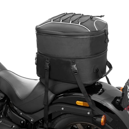 KEMIMOTO Motorcycle Tail Bag, Dual Use Motorcycle Rear Seat Bag with Waterproof Rain Cover, 25L-45L Expandable Motorbike Helmet Bag Luggage Storage Backpack - size: 25L-45L