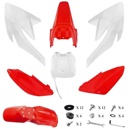PRO BAT 7 PCs Plastic Fender Fairing Kit - color: White&Red Plastic Fender Kit