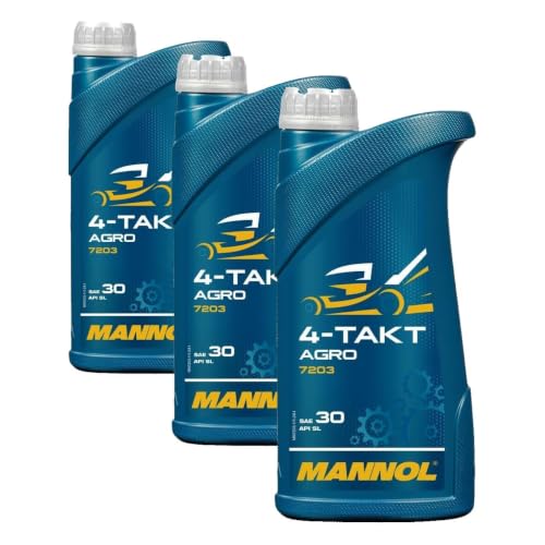 MANNOL 7203 SAE 30 Full Synthetic Lawn Mower Oil, Generator Lubricant, 1L (Pack of 3) - size: 1L (Pack of 3)