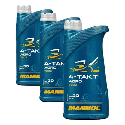MANNOL 7203 SAE 30 Full Synthetic Lawn Mower Oil, Generator Lubricant, 1L (Pack of 3) - size: 1L (Pack of 3)