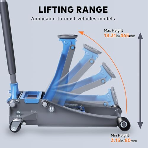 LARBANKE 3 Ton Low Profile Floor Jack,3.15-18.31 in - size: 3.15-18.31in Lift Range