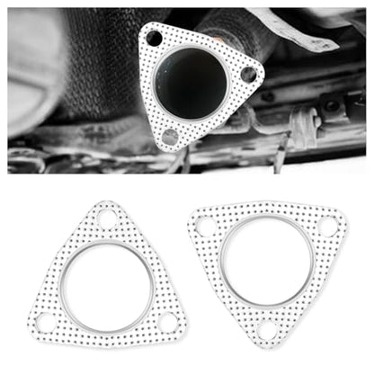 2PCS Exhaust Gasket,2" 3-Bolt Exhaust Flange Gasket,Multifunctional Manifold/Header/Muffler/Catalytic Converter Gaskets (2 inch) - color: 2 inch
