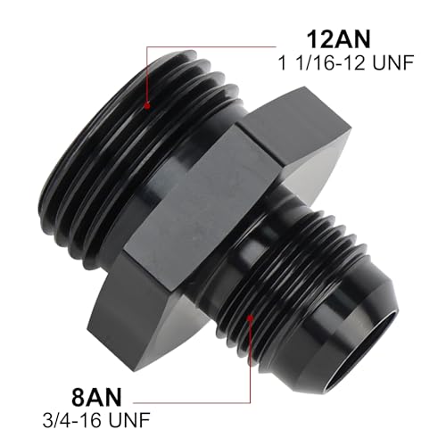 EVIL ENERGY 8AN Flare to AN12 ORB Male O-Ring 2PCS Fitting Adapter - size: 12AN ORB to 8AN