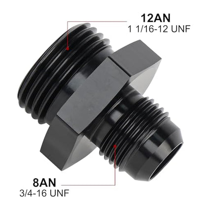 EVIL ENERGY 8AN Flare to AN12 ORB Male O-Ring 2PCS Fitting Adapter - size: 12AN ORB to 8AN