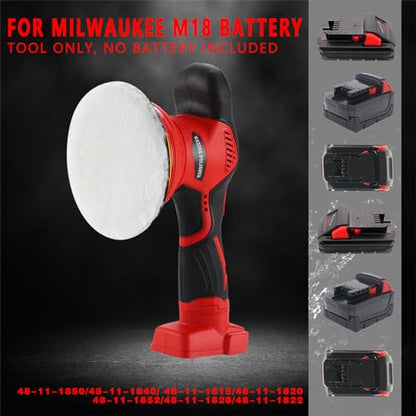 Buffer Polisher Compatible with Milwaukee M18 Battery, Cordless 6 Inch Orbital Buffer, Brushless Motor Car Buffer for Boat, Car Polishing and Waxing (Tool Only, NO Battery )