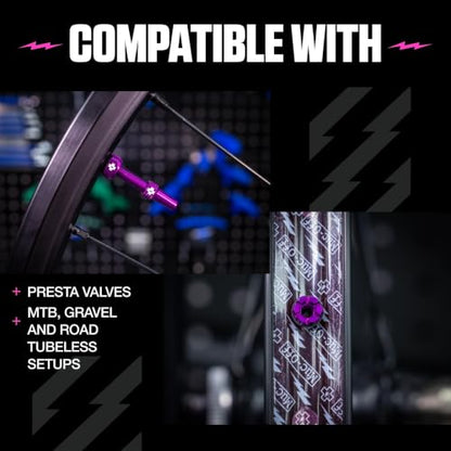 Muc-Off Tubeless Valves V2, 7075 Aluminum Presta, Purple, 44mm - color: Purple, size: 44mm