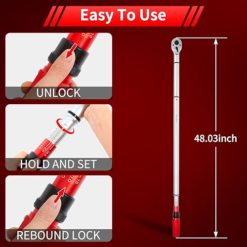 Hairich 3/4- Drive Click Torque Wrench,48 Tooth, 160-1000ft.lb/217-1356Nm - size: 3/4" 160-1000 FT.LB