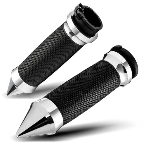 PBYMT 1inch Hand Grips, Cable Throttle Control Handlebar Grips Fit for Harley ’96-’07 Touring, ’08-’13 XR, ’96-’17 Dyna (Except FXDLS), ’96-Later XL, ’02-’17 VRSC - color: Chrome