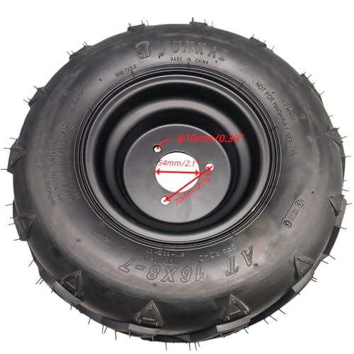 7" Left Wheel Rim Tire Assembly for TaoTao 50cc 90cc 110cc 125cc ATVs & Go Karts Includes 16x8-7 Tire 70mm Bolt Rim