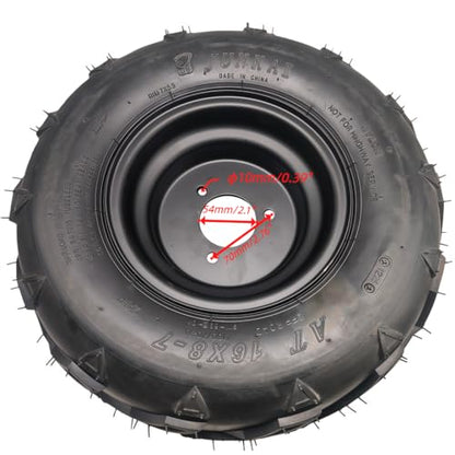 7" Left Wheel Rim Tire Assembly for TaoTao 50cc 90cc 110cc 125cc ATVs & Go Karts Includes 16x8-7 Tire 70mm Bolt Rim