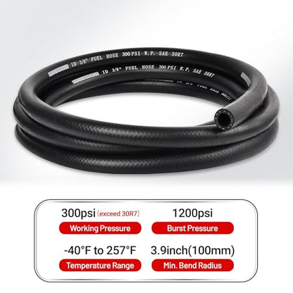 EVIL ENERGY 3/8" Fuel Hose Line Push Lock NBR Rubber SAE 30R7 10FT 300PSI (Pack of 2) - size: 3/8Inch (Pack of 2)