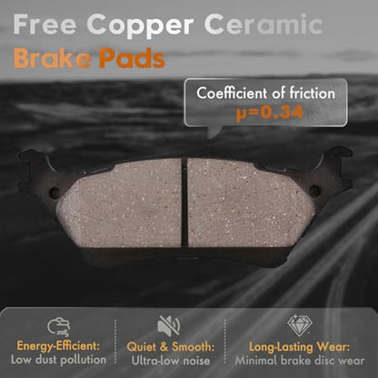 Betthand Rear Brakes and Rotors Fit for 2012-2018 Ford F150, 2012-2013 Lobo - size: 680976*2+D1602-8816