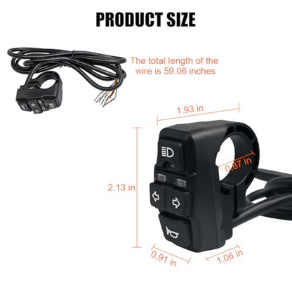Motorcycle Head Light Turn Switch, 3-in-1 Motorbike Handlebar Headlights Horn Turn Signal Switch, Scooter Light Horn Turning On Off Control Button Set, Fits Motorbike E-Bike E-Scooter