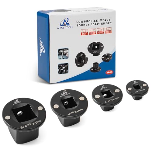 Socket Set Adapter,Low Profile Impact Socket Set Works with Impact Wrench，Torque Wrench，Electric Ratchet，Designed for Confined Space，3/8" to 1/2", 1/4" to 3/8", 3/4" to 1", 1/2" to 3/4", 4PC