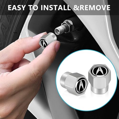 Tire Valve Stem Caps Cover for Acura TLX TLX-L ILX RLX RDX CDX RLX NSX Metal Car Wheel Air caps Auto Valve Stem Caps Accessories 4 Pcs Silver - color: Silver-07