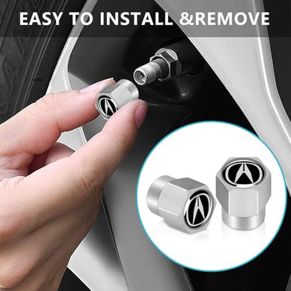 Tire Valve Stem Caps Cover for Acura TLX TLX-L ILX RLX RDX CDX RLX NSX Metal Car Wheel Air caps Auto Valve Stem Caps Accessories 4 Pcs Silver - color: Silver-07