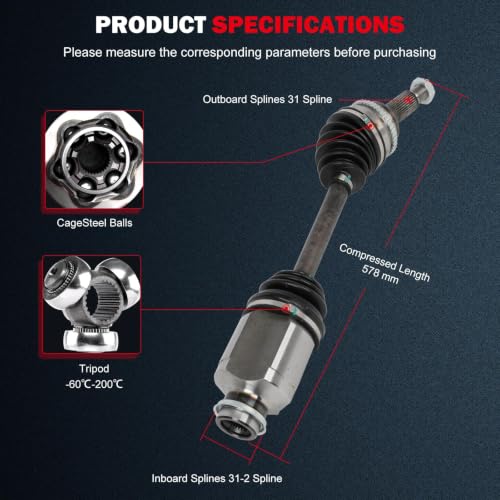 cciyu CV Axle Shaft Assembly for Ford Edge 2007-2014 - Replace# NCV11509 - size: 17-9886