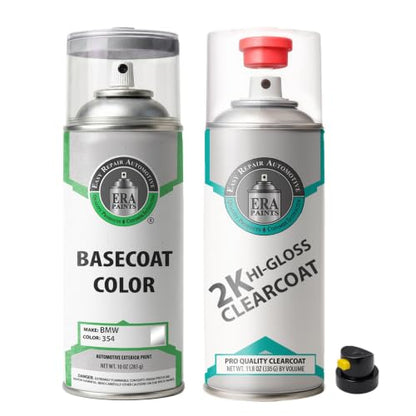 ERA Paints - 354 - Titanium Silver Metallic for BMW Exact OEM Color Match Automotive Touch Up Paint for Cars - Spray Paint with Premium Spray Nozzle - 2K Essential Kit - Made in USA - style: Spray - 2K Essential Kit