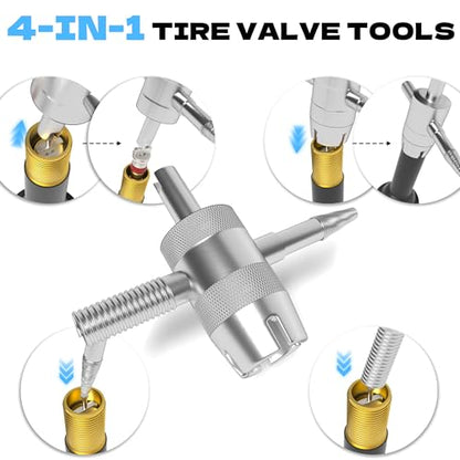 KJE Tire Valve Stem Quick Replacement Tool Kit, Tire Stem Removal Tool, Valve Stem Installation Tool, Tire Valve Stem Tool for Replacing Leaky Valves in Cars,Trucks,ATVs,etc.with TR413/TR414
