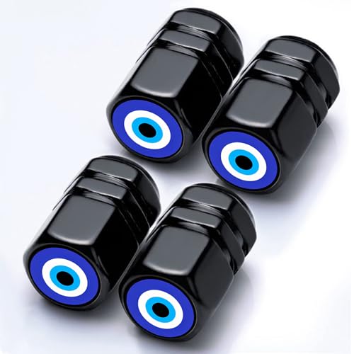 4Pack Evil Eye Tire Valve Caps Aluminum Leak-Proof Valve Stem Covers - color: Evil Eye