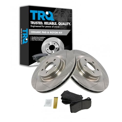 TRQ Front Brake Pad and Rotor Set Ceramic Vented Rotors - style: BKA10798