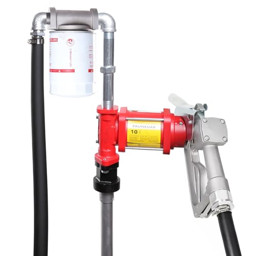 10GPM 12V Fuel Transfer Pump with Manual Nozzle, Particulate Filter，Cast Iron Heavy Duty for Gasoline Diesel Kerosene Biodiesel