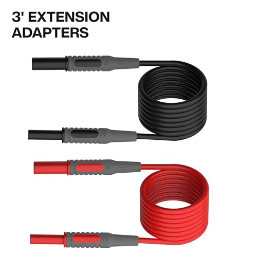 Klein Tools 69483 Meter Test Leads Accessory Kit with (2) Right-Angle, (2) Extenders, (2) Lead Heads, (2) Alligator Clips, and Case - size: Meter Accessory Kit
