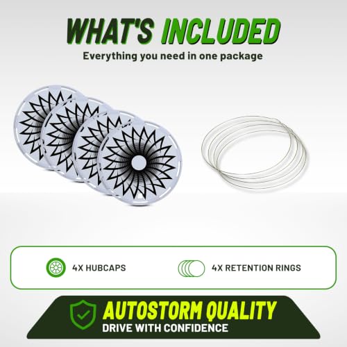15" Universal Full-Size Hubcaps, 15 Inch Steel Wheels-White-Flower Bloom - color: White-Flower Bloom, size: 15 Inch