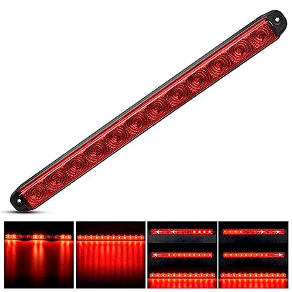 Nilight 16" Trailer Light 12 LED Red Running Brake Sequential Signal Lights - color: 1Pc 16" Red 12LED
