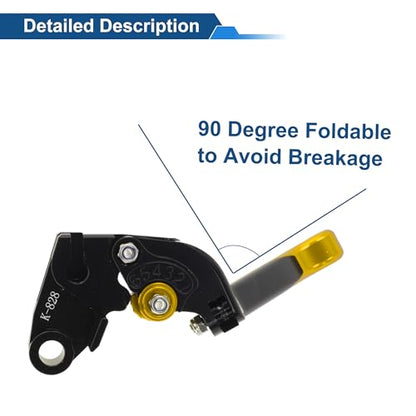 Brake Clutch Levers for Kawasaki ZX636R 00-04 Black Gold Tone - color: Black Handle Gold Tone End