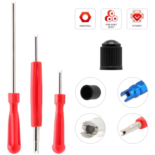 Valve Stem Removal Tool - 20Pcs Valve Cores, 10Pcs Tire Valve Caps, 4-Way Valve Tool, Valve Core Remover Tool By ZHSMS(35 PCS)