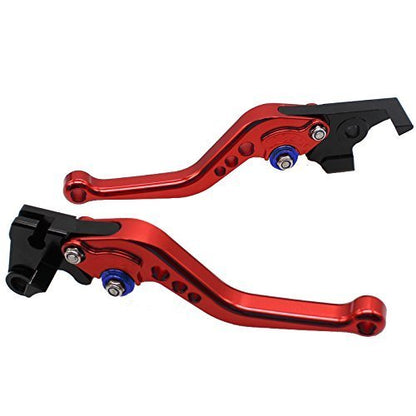FXCNC Adjustable Brake Clutch levers fit for Banshee 350 2002-2006, Blaster YFS200 2004-2006, Raptor YFM660 2001-2006, YZ125/250 1994-1995,TTR125L/LE/LW 2000-2016, XT660/R/X 2004-2013 - color: Red Lever with Blue Adjuster