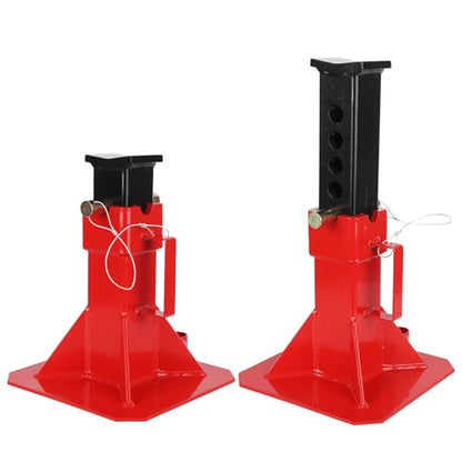 22 Ton Jack Stands, Heavy Duty Pin Type Jack Stand Pair with Safety Lock for Trucks, Trailers and Heavy Equipment Stands, Adjustable Height up to 19", 44,000 lbs Load Capacity, Red
