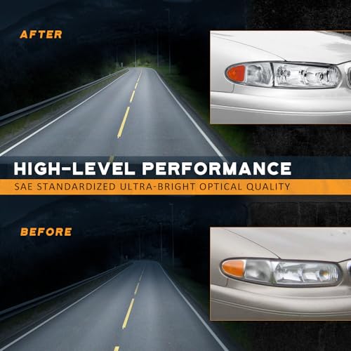 WEELMOTO Halogen Headlights Assembly for 1997-2005 Buick Century/REGAL