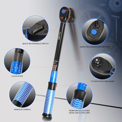 Torque Wrench 1/2, 10-180ft.lb, UPGRADE Torque Wrench Auto - size: 1/2inch 10-180Ft.lb
