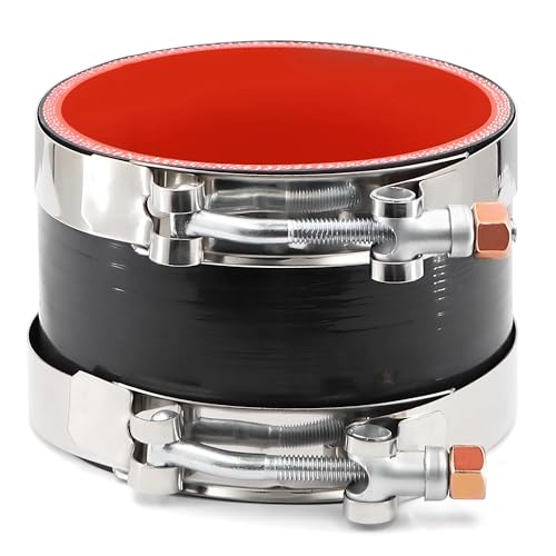Silicone Straight Hose 4 inch(102mm) Coupler, Rubber 4-ply Reinforced 3 inch Length Pipe 4×3 Air Intake Exhaust Hose Turbo Intercooler Coolant Radiator Tubing with Stainless Steel T-Bolt Clamps - size: 4 Inch