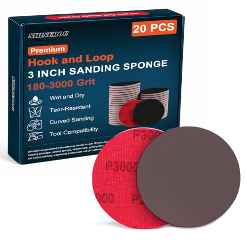 Shinboc 20 PCS 3 Inch Sanding Sponge 3000 Grit, Hook and Loop Sanding Disc - style: 3000 Grit