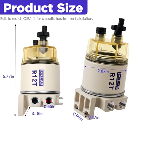 R12T Marine Fuel Water Separator Filter Kit, 10 Micron