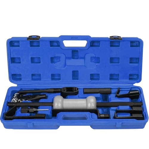13pcs Slide Hammer Dent Puller Set, Automotive Dent Remover with 10lbs Slide Hammer Universal Slide Hammer Auto Body Truck Repair Tool Kit with Carrying Case(Blue) - color: Blue
