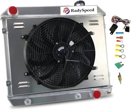 4 Row Radiator Shroud Fan For 1963 1964 1965 1966 Chevy C/K C10 C20 C30 K10 K20 Pickup V8-Aluminum Radiators, Replacement Radiator, aluminum radiator, radiadores