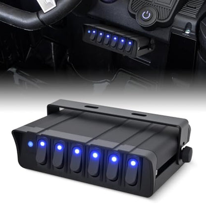 Nilight 6 Gang Rocker Switch Box Waterproof 60Amp Max - color: Blue 6 Gang Switch Box
