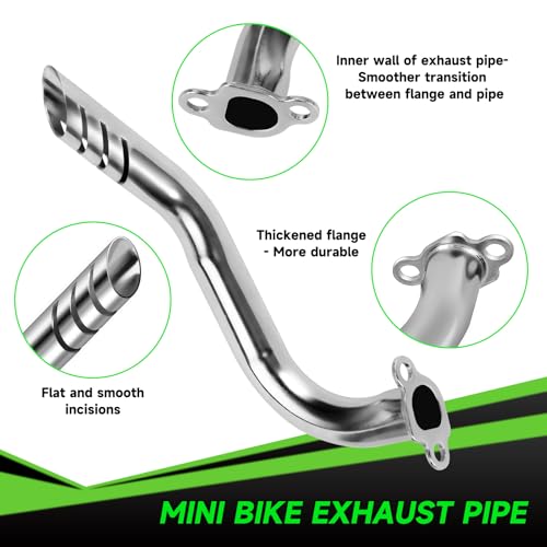 Header Exhaust Pipe Kit Compatible with Predator 212cc 224cc 196cc 6.5HP GX160 GX200 Engine Coleman Mini Bike CT200U BT200X CT200U-EX KT196 Go Kart Baja MB200 with Main Jets Parts (Silver) - color: Silver