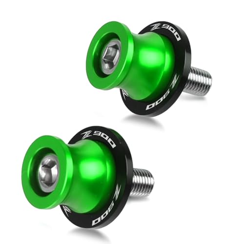 2pcs M8 Z900 Swingarm Spools,Swingarm Spools Sliders CNC Swing Arm Stand Screw Compatible With Z900 2000-2025(Green) - color: Swingarm Sliders-green