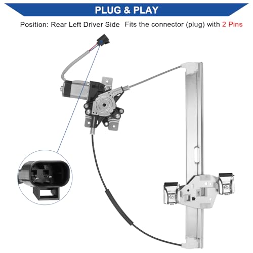 Obaee Window Regulator with Motor Rear Left Driver Side, Replace 751-707 - size: Rear Left Driver Side