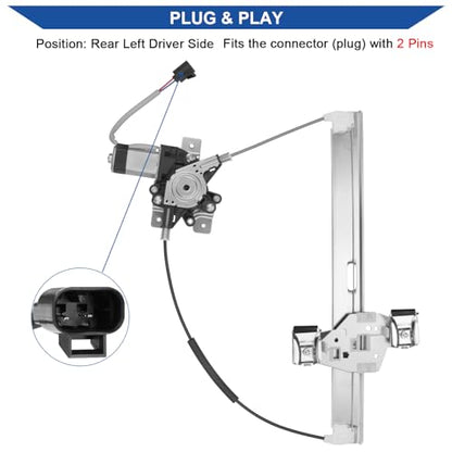 Obaee Window Regulator with Motor Rear Left Driver Side, Replace 751-707 - size: Rear Left Driver Side