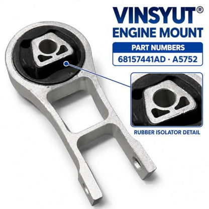 4PC Engine Mount & Trans Mount Kit for Jeep Cherokee 2.4L 2014-2019 - color: grey and black